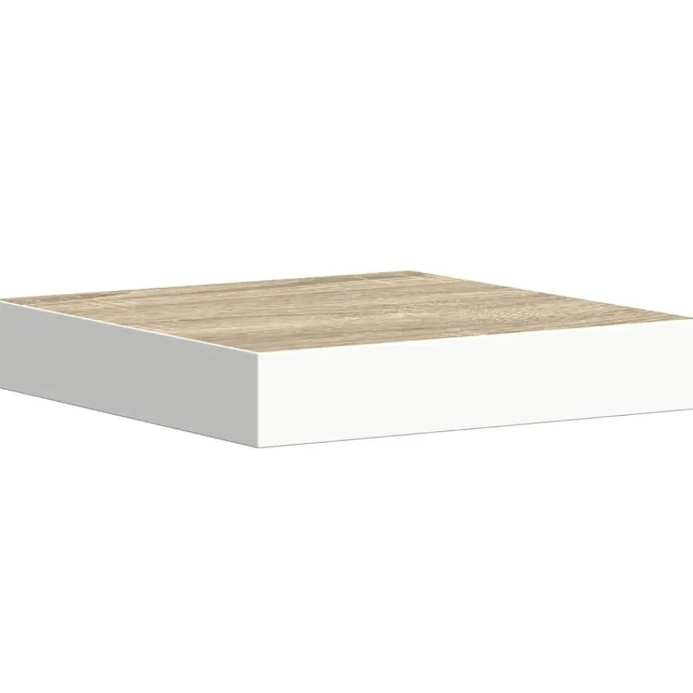 Wandschap zwevend 23x23,5x3,8 cm MDF eikenkleurig en wit>vidaXL Online