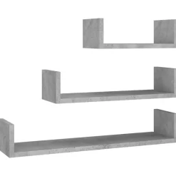 Boekenkasten & Wandplanken*vidaXL Wandschappen 3 st bewerkt hout Betongrijs