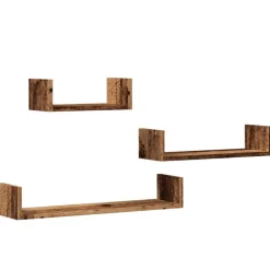 Boekenkasten & Wandplanken*vidaXL Wandschappen 3 st bewerkt hout kleurig Oud hout