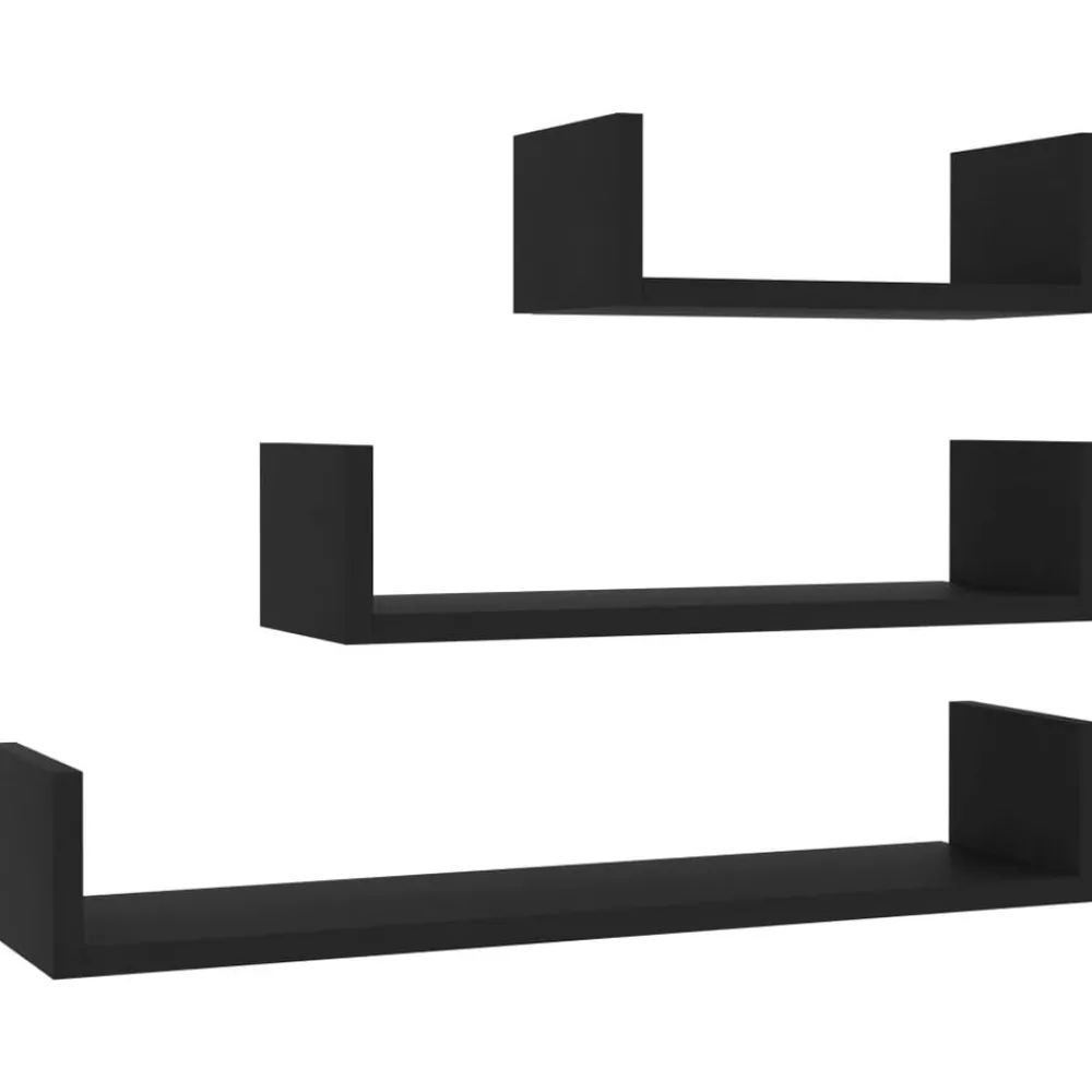 Boekenkasten & Wandplanken*vidaXL Wandschappen 3 st bewerkt hout Zwart