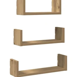 Boekenkasten & Wandplanken*vidaXL Wandschappen 3 st bewerkt hout artisanaal Eiken