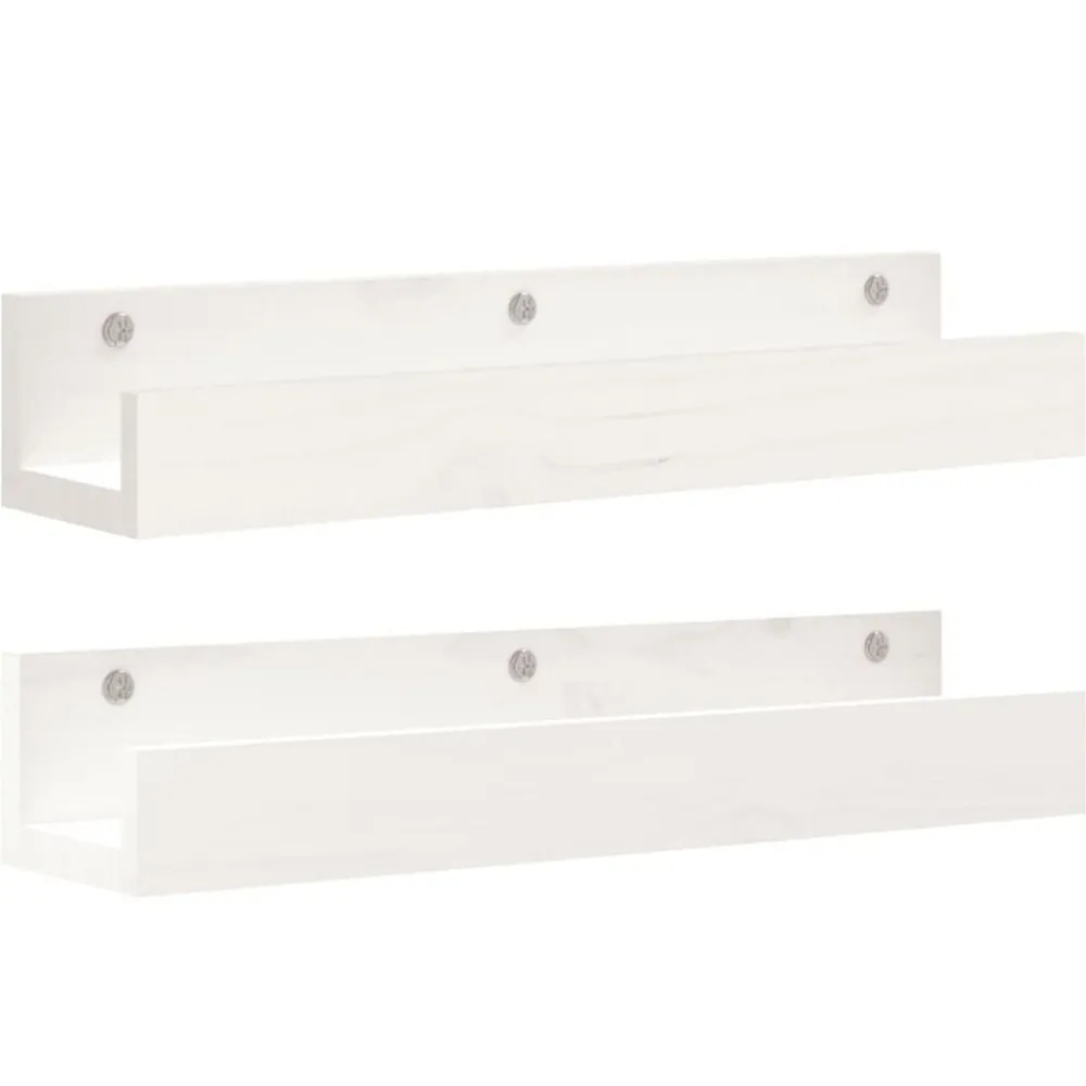 Boekenkasten & Wandplanken*vidaXL Wandschappen 2 st 50x12x9 cm massief grenenhout Wit