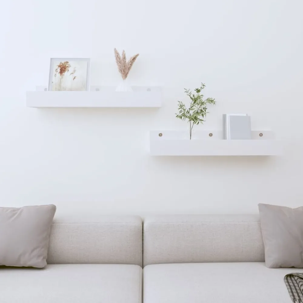 Boekenkasten & Wandplanken*vidaXL Wandschappen 2 st 50x12x9 cm massief grenenhout Wit