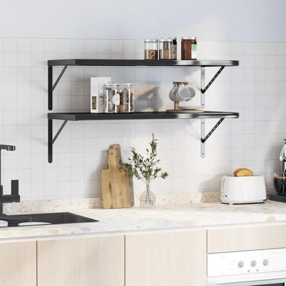 Wandschappen 2 st 100x40 cm roestvrijstaal>vidaXL Discount