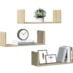 Boekenkasten & Wandplanken*vidaXL Wandschappen 3 st 58x18x18 cm spaanplaat kleurig Sonoma eiken