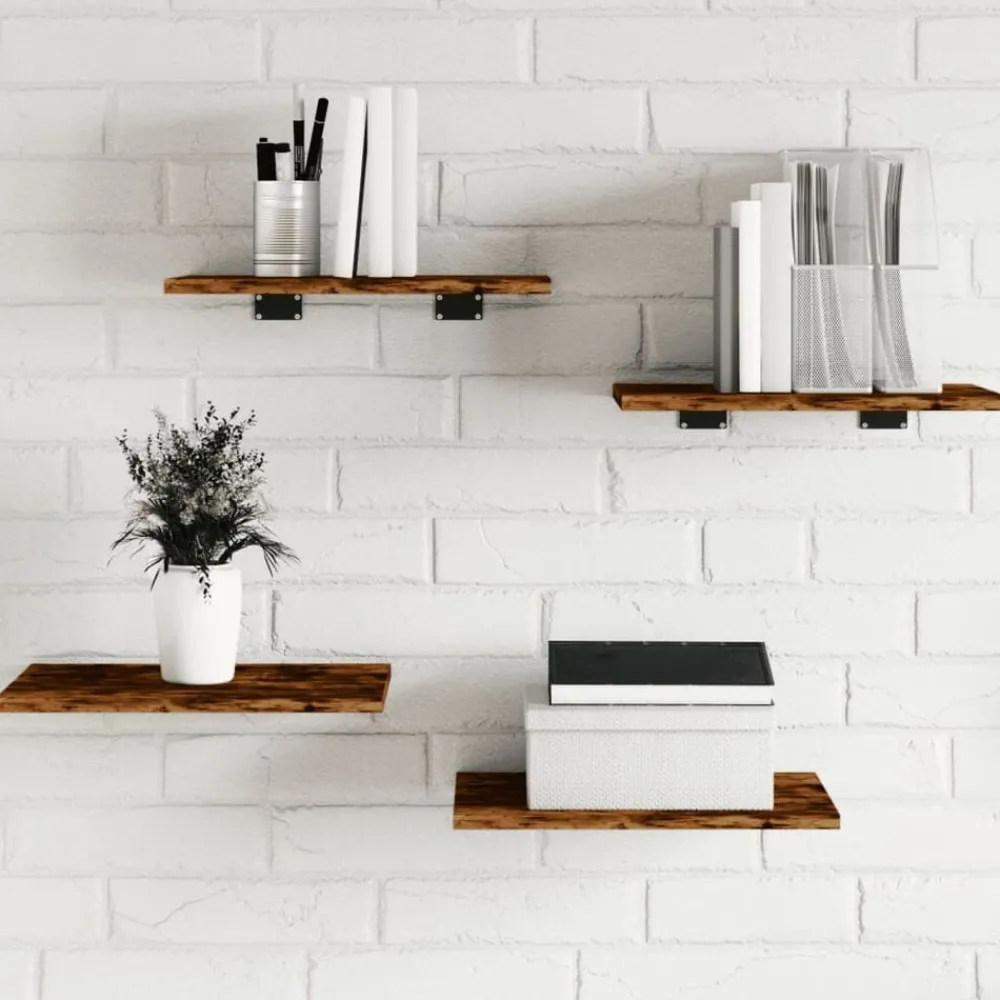 Boekenkasten & Wandplanken*vidaXL Wandschappen 4 st 40x30x1,5 cm bewerkt hout kleur Gerookt eiken