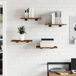 Boekenkasten & Wandplanken*vidaXL Wandschappen 4 st 40x30x1,5 cm bewerkt hout kleur Gerookt eiken