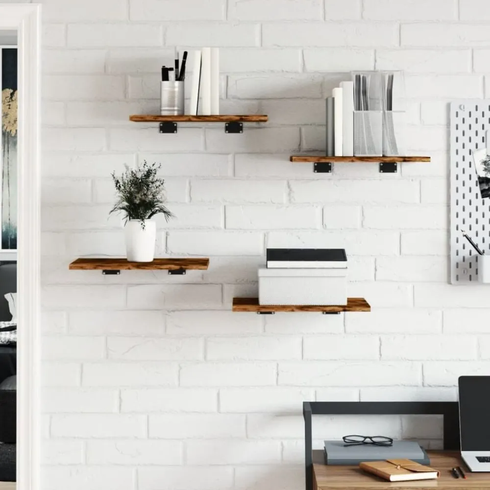 Boekenkasten & Wandplanken*vidaXL Wandschappen 4 st 40x30x1,5 cm bewerkt hout kleur Gerookt eiken