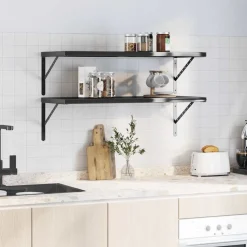 Boekenkasten & Wandplanken*vidaXL Wandschappen 2 st 100x40 cm roestvrijstaal Zwart