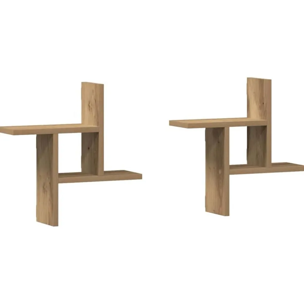 Boekenkasten & Wandplanken*vidaXL Wandschappen 2 st 38x12x38 cm bewerkt hout artisanaal Eiken