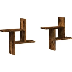 Boekenkasten & Wandplanken*vidaXL Wandschappen 2 st 38x12x38 cm bewerkt hout kleurig Gerookt eiken