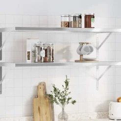 Boekenkasten & Wandplanken*vidaXL Wandschappen 2 st 100x40 cm roestvrijstaal kleurig Zilver