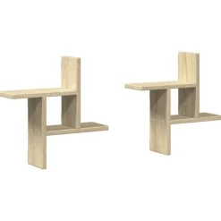 Wandschappen 2 st 38x12x38 cm bewerkt hout kleurig>vidaXL Discount
