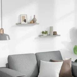 Boekenkasten & Wandplanken*vidaXL Wandschappen 2 st 40x9x3 cm Betongrijs