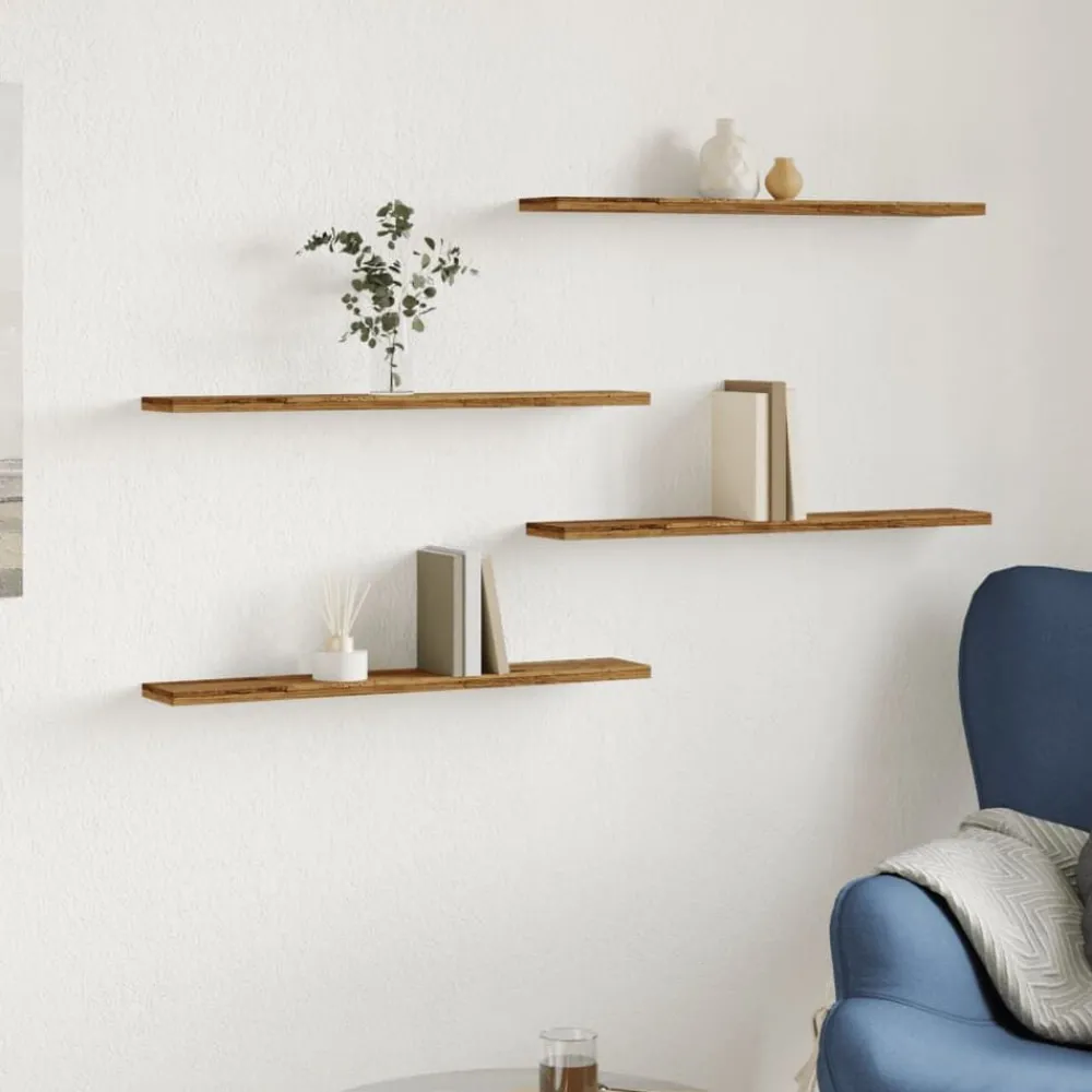 Wandschappen 4 st 60x10x1,5 cm bewerkt hout kleurig>vidaXL Clearance
