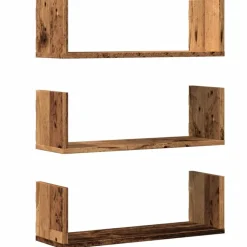 Boekenkasten & Wandplanken*vidaXL Wandschappen 3 st 58x18x18 cm bewerkt hout kleurig Oud hout