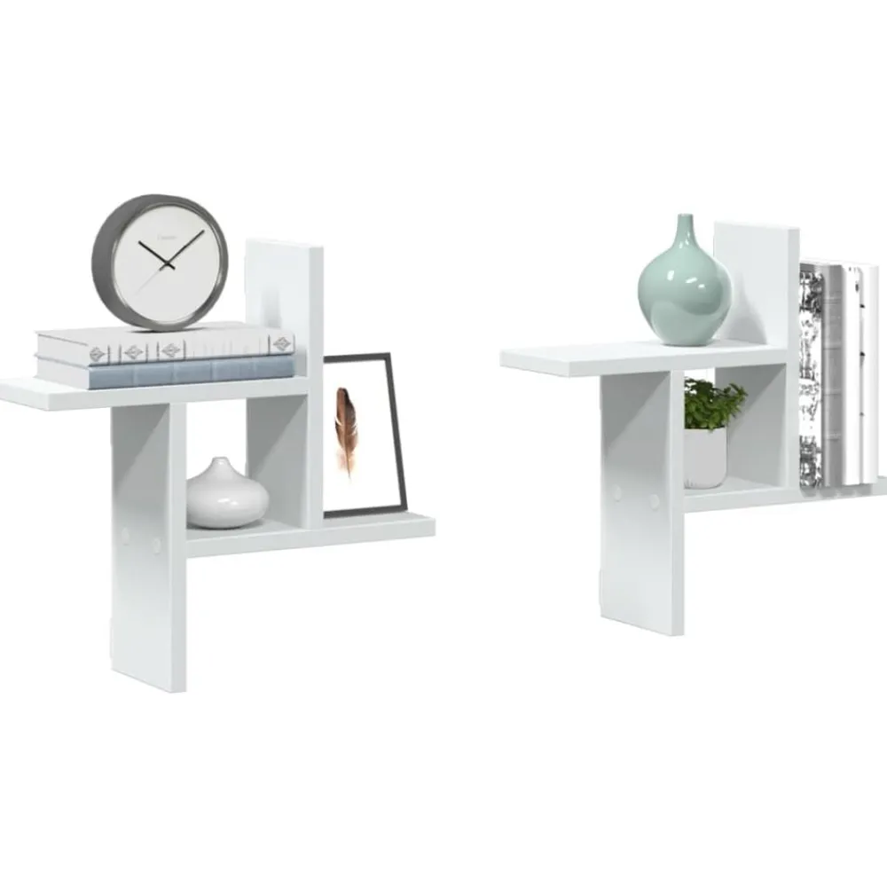 Boekenkasten & Wandplanken*vidaXL Wandschappen 2 st 38x12x38 cm bewerkt hout Wit