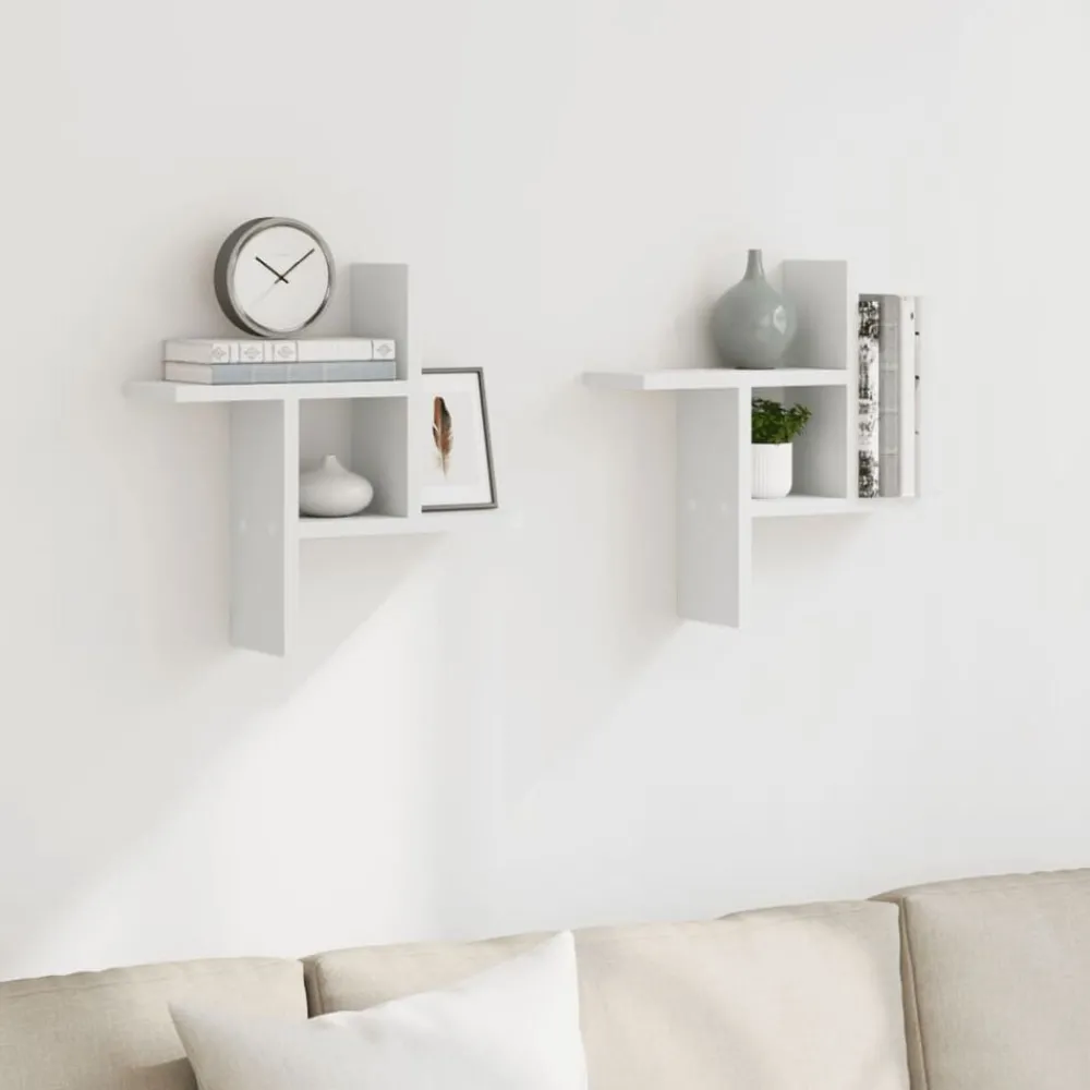 Boekenkasten & Wandplanken*vidaXL Wandschappen 2 st 38x12x38 cm bewerkt hout Wit