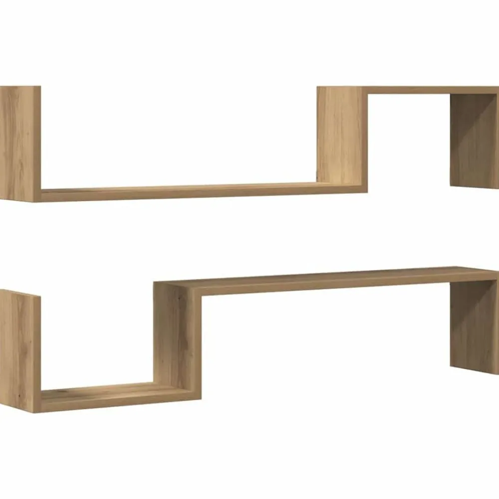 Wandschappen 2 st 100x15x20 cm bewerkt hout artisanaal eiken>vidaXL Hot