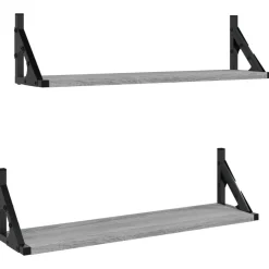 Boekenkasten & Wandplanken*vidaXL Wandschappen 2 st 60x15x15,5 cm eikenkleurig Grijs sonoma