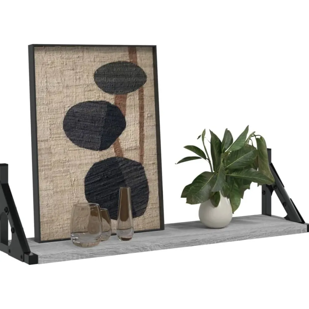 Boekenkasten & Wandplanken*vidaXL Wandschappen 2 st 60x15x15,5 cm eikenkleurig Grijs sonoma