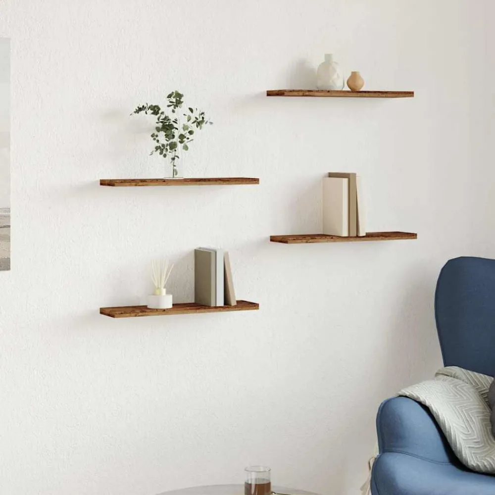 Wandschappen 4 st 40x20x1,5 cm bewerkt hout kleurig>vidaXL Online
