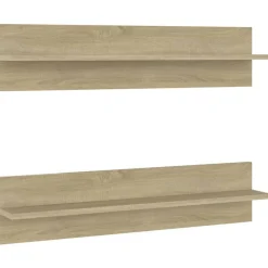 Boekenkasten & Wandplanken*vidaXL Wandschappen 2 st 80x11,5x18cm bewerkt hout kleurig Sonoma eiken
