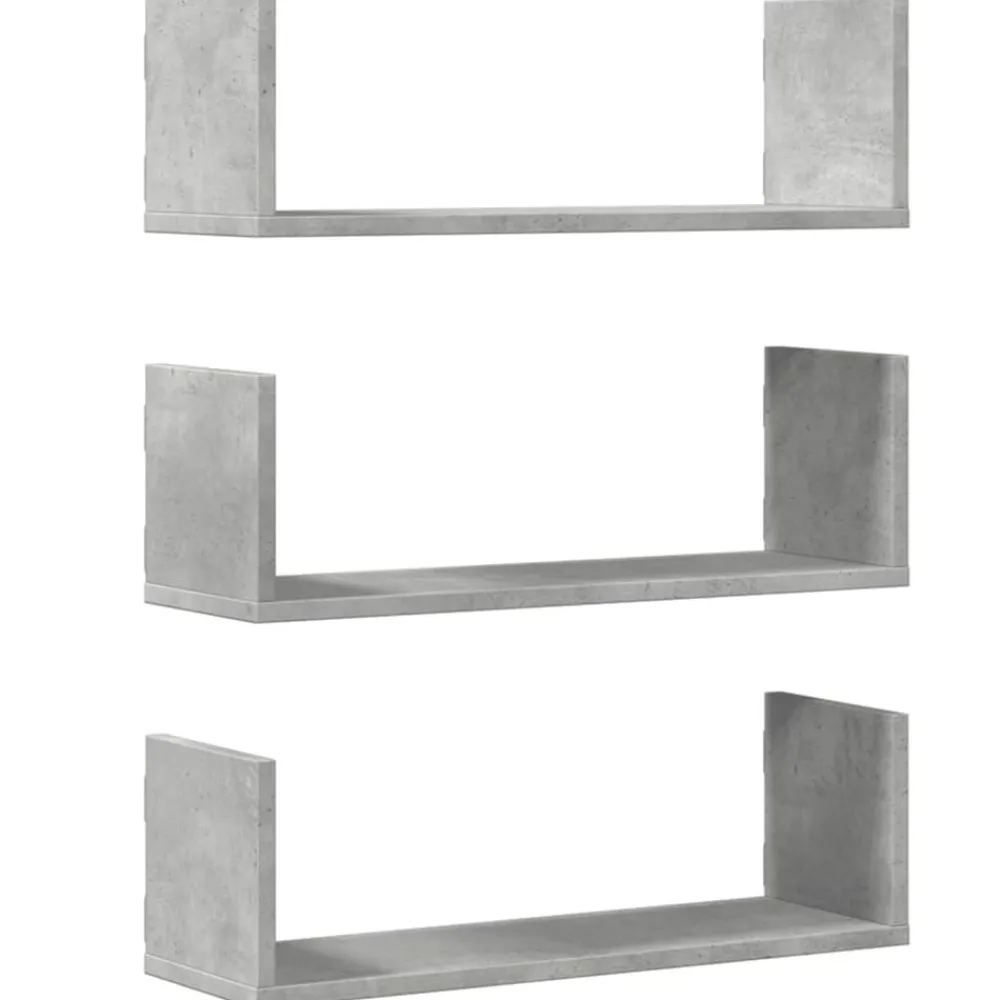 Boekenkasten & Wandplanken*vidaXL Wandschappen 3 st 58x18x18 cm bewerkt hout Betongrijs
