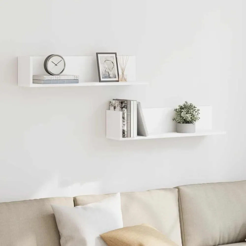 Boekenkasten & Wandplanken*vidaXL Wandschappen 2 st 75x16,5x16,5 cm bewerkt hout Wit