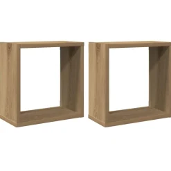 Boekenkasten & Wandplanken*vidaXL Wandschappen kubus 2st 30x15x30cm bewerkt hout artisanaal eiken artisanaal eikenkleurig