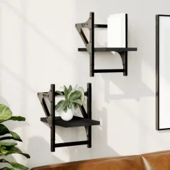 Wandschappen met stangen 2 st 20x25x30 cm>vidaXL Outlet