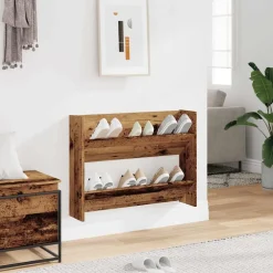 Wandschoenenkast 80x18x60 cm bewerkt hout kleurig><noscript><img width=