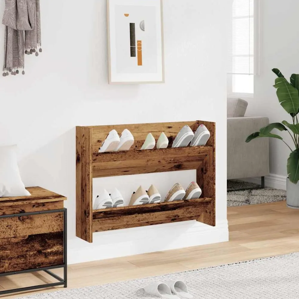 Wandschoenenkast 80x18x60 cm bewerkt hout kleurig>vidaXL Online