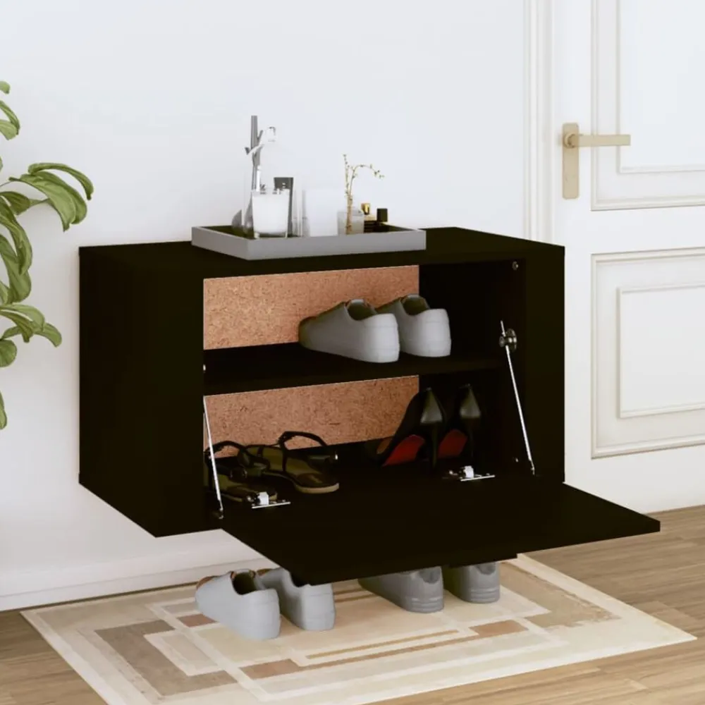 Huishoudelijke Benodigdheden*vidaXL Wandschoenenkast 70x35x38 cm bewerkt hout Zwart