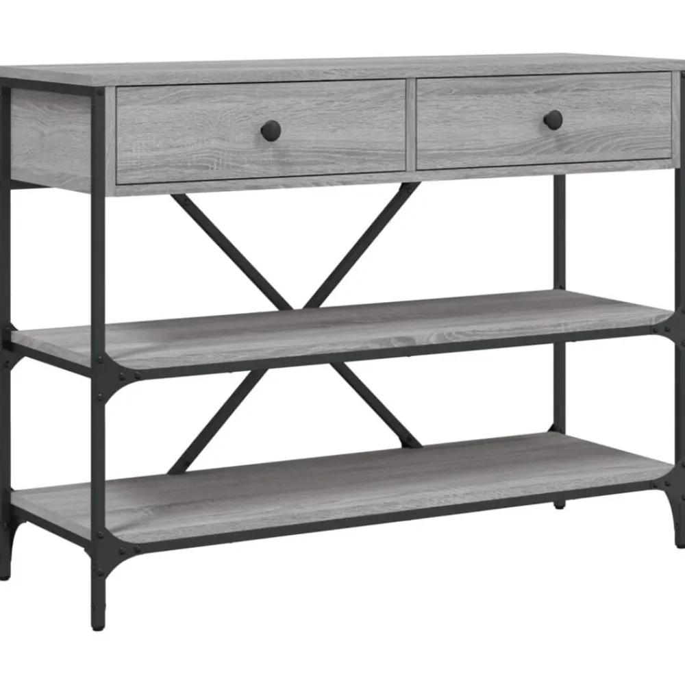Wandtafel met lades en schappen bewerkt hout eiken>vidaXL Clearance