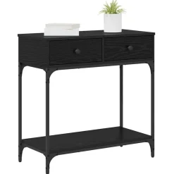 Tafels*vidaXL Wandtafel met lade 75 x 34.5 x 75 cm Bewerkt hout Zwart eiken