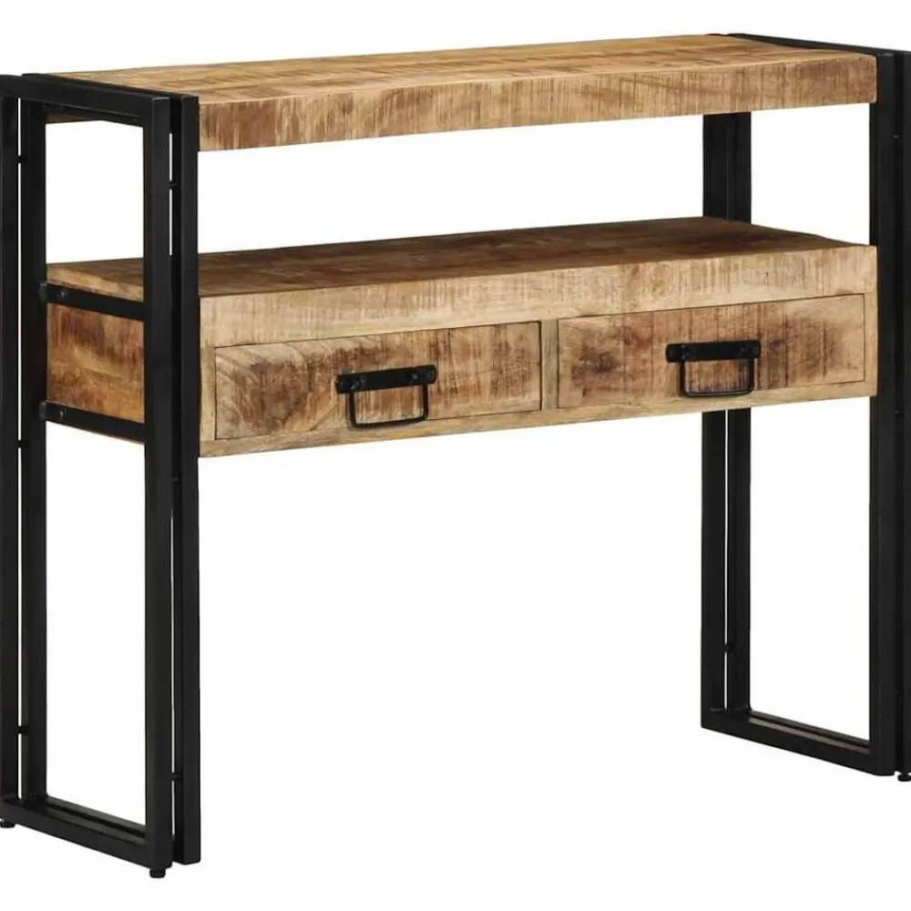Tafels*vidaXL Wandtafel met lade Bruin 90 x 33 x 75 cm Massief Mango Hout