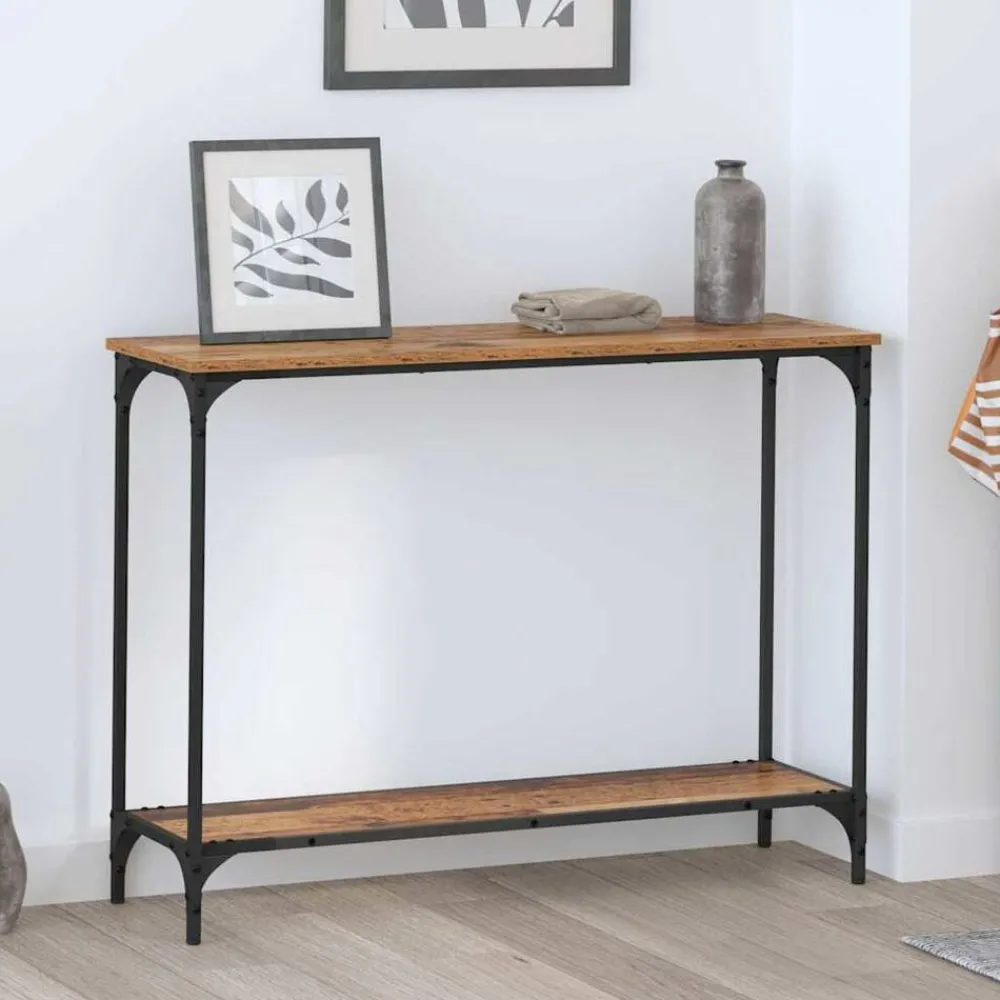 Wandtafel met plank 101 x 30.5 x 75 cm Bewerkt hout>vidaXL Outlet