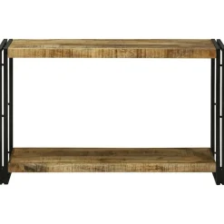 Wandtafel met plank Bruin 120 x 33 x 75 cm Massief Mango Hout><noscript><img width=