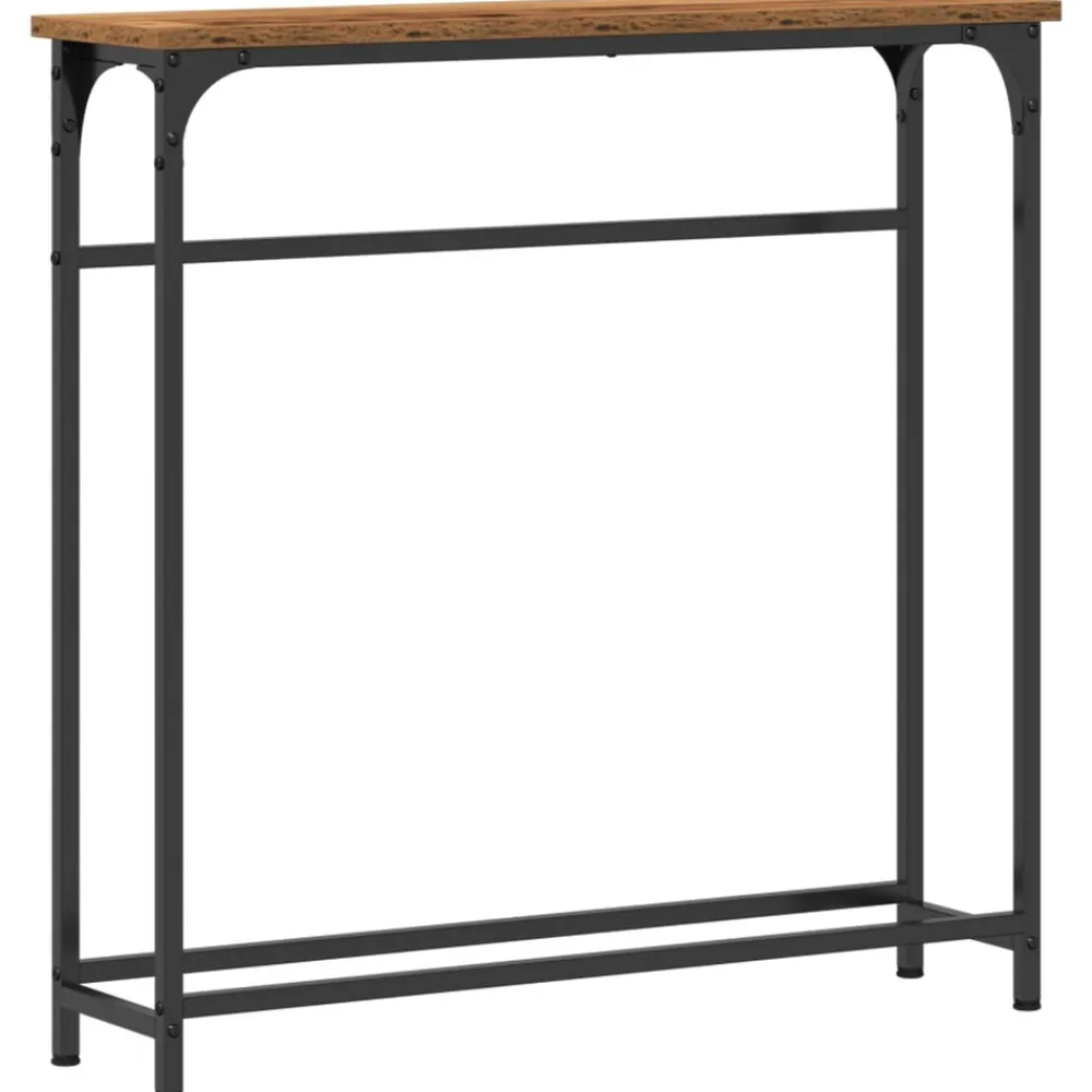 Tafels*vidaXL Wandtafel met plank Oudhout 75 x 19,5 x 75 cm Bewerkt hout Oud hout