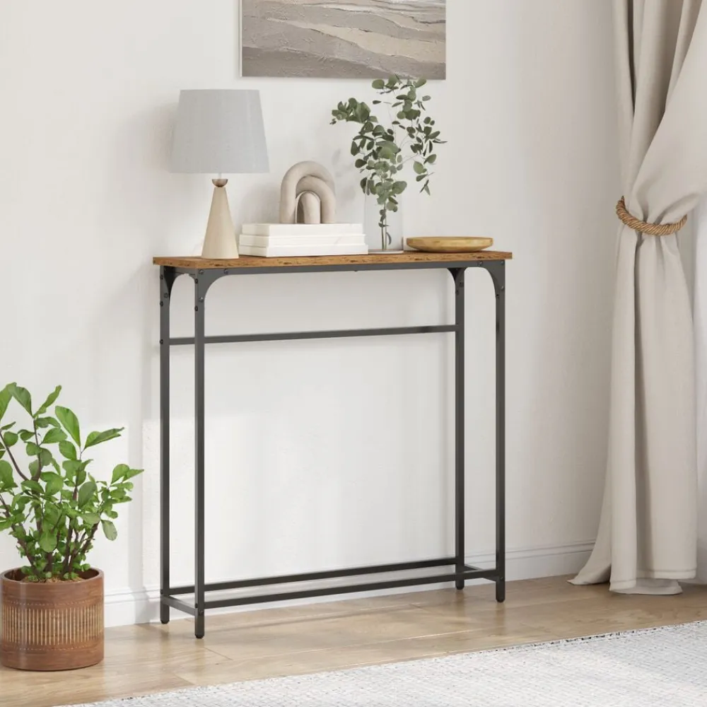 Tafels*vidaXL Wandtafel met plank Oudhout 75 x 19,5 x 75 cm Bewerkt hout Oud hout