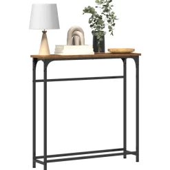 Tafels*vidaXL Wandtafel met plank Oudhout 75 x 19,5 x 75 cm Bewerkt hout Oud hout