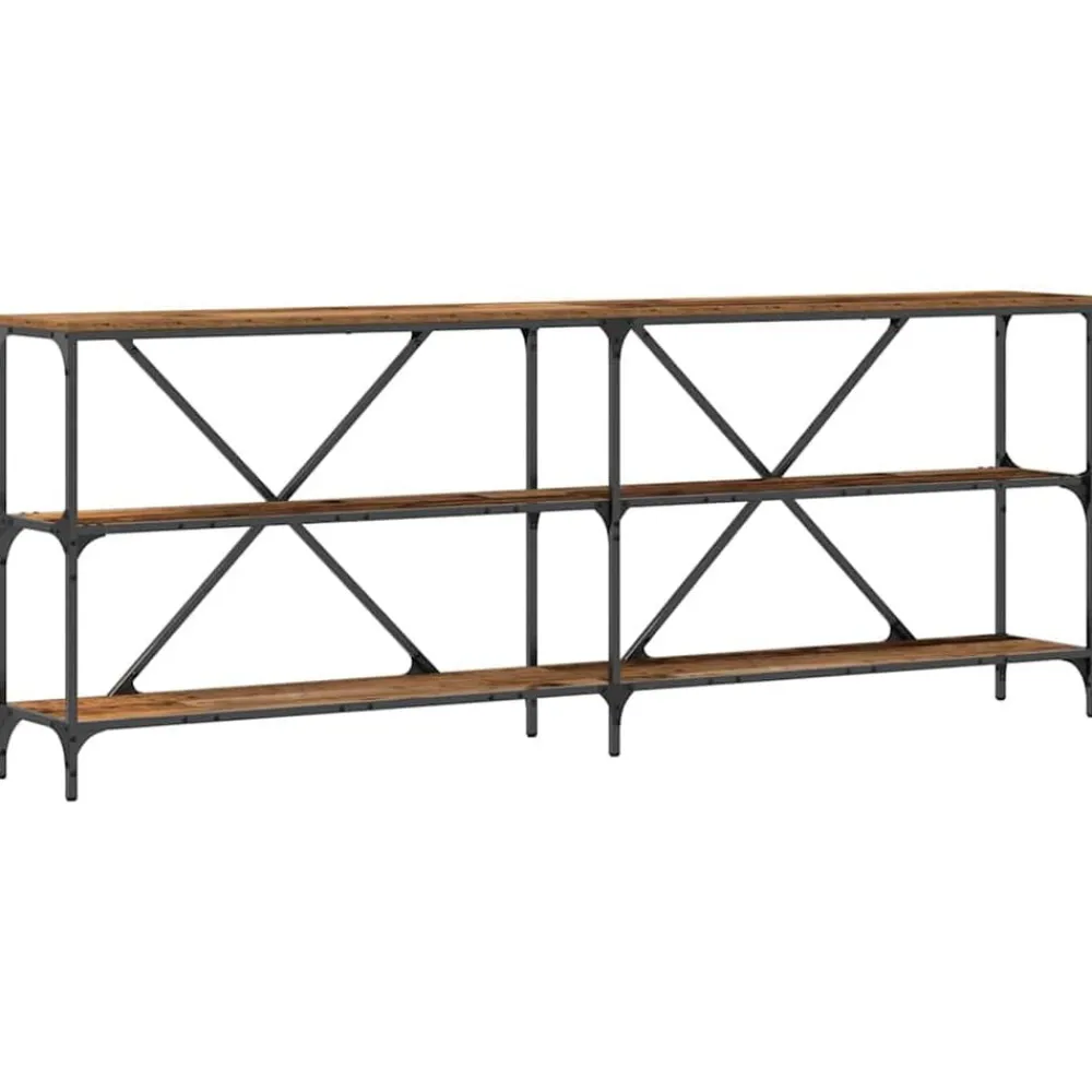 Wandtafel met plank Oudhout 200 x 30 x 75 cm Bewerkt hout>vidaXL Clearance