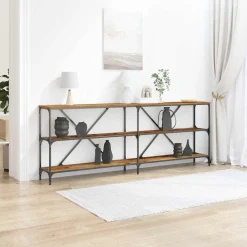 Wandtafel met plank Oudhout 200 x 30 x 75 cm Bewerkt hout>vidaXL Clearance