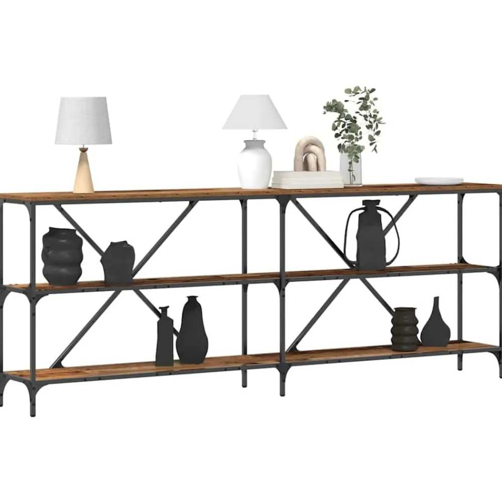 Wandtafel met plank Oudhout 200 x 30 x 75 cm Bewerkt hout>vidaXL Clearance