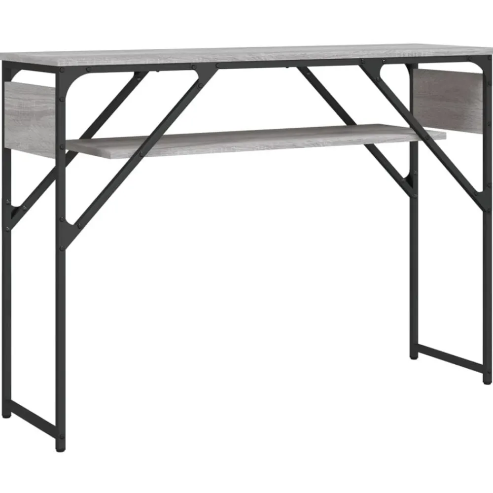 Tafels*vidaXL Wandtafel met schap 105x30x75 cm bewerkt hout Grijs sonoma