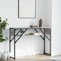 Tafels*vidaXL Wandtafel met schap 105x30x75 cm bewerkt hout Grijs sonoma