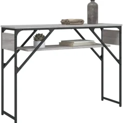 Tafels*vidaXL Wandtafel met schap 105x30x75 cm bewerkt hout Grijs sonoma