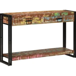 Tafels*vidaXL Wandtafel Multikleur 120 x 33 x 75 cm Massief Gerecycled Hout