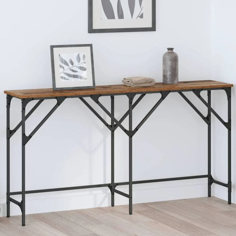 Tafels*vidaXL Wandtafel 140 x 29 x 75 cm Bewerkt hout Oud hout